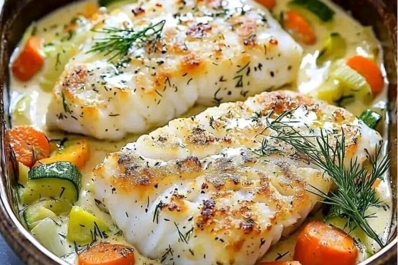 Baked Cod with Vegetables and Creamy Sauce: A Delicious and Nutritious Dish