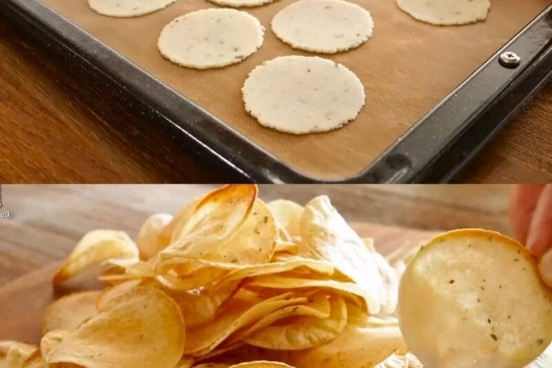 Ultra Crispy! Not Fried! Perfect Garlic Potato Chips with Garlic Cheese Sauce 100%