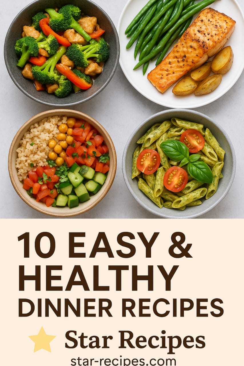 Discover 10 easy and healthy dinner recipes perfect for busy weeknights. From low-carb meals to quick high-protein options, these nutritious dinners are delicious, simple, and ready in under 30 minutes.
