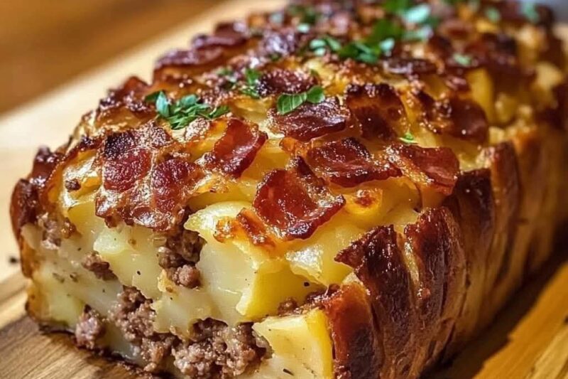 Irresistible Bacon and Sausage-Stuffed Potato Loaf: A Comfort Food Masterpiece