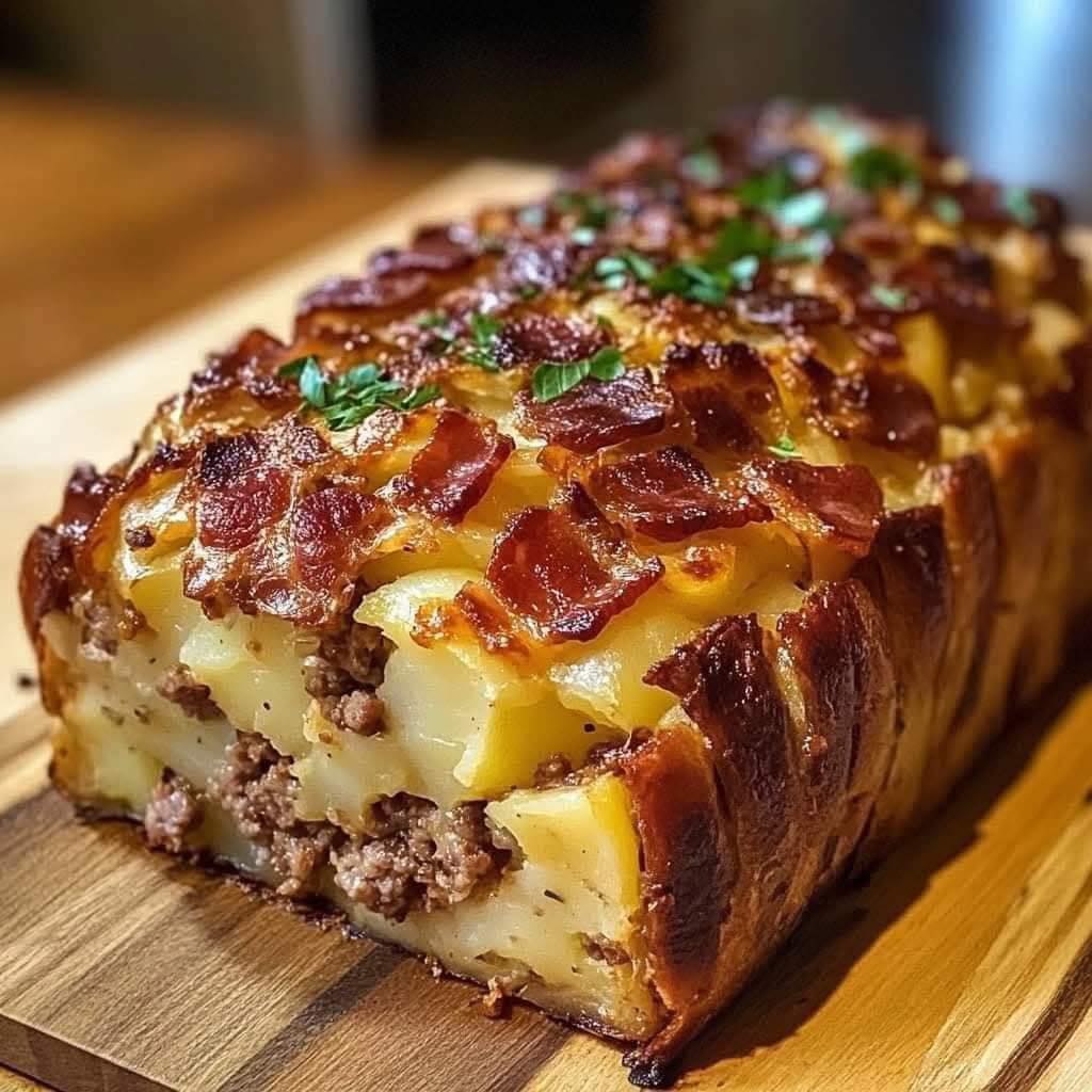 Discover how to make the ultimate Bacon and Sausage-Stuffed Potato Loaf. This hearty and flavorful dish combines creamy mashed potatoes, crispy bacon, and savory sausage for the perfect comfort food!