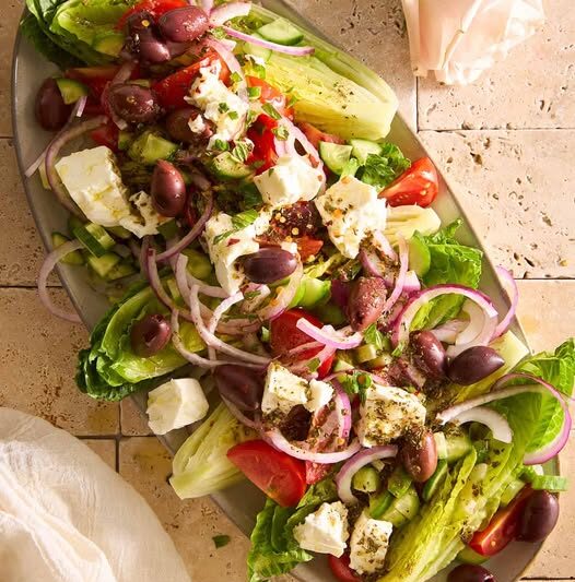 "This Greek Salad recipe is bursting with Mediterranean flavor—packed with fresh vegetables, feta cheese, and olives. The perfect healthy salad for any occasion!"