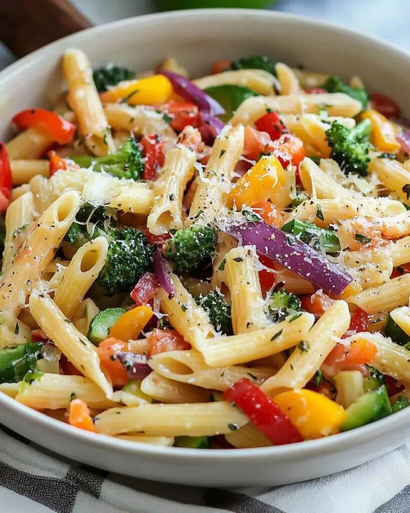 a bowl of pasta with vegetables